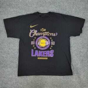 Los Angeles Lakers Shirt Men's Large Black NBA Basketball Graphic Short Sleeve